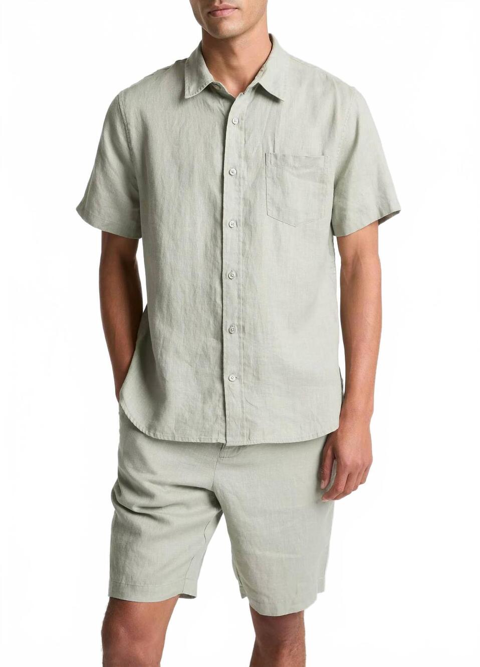 NEW VINCE men's short sleeve shirt in matcha